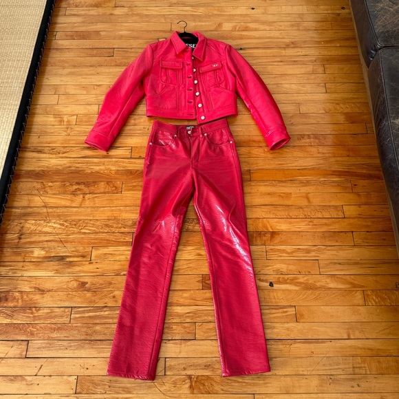 Diesel red faux leather PANTS - Picture 4 of 6